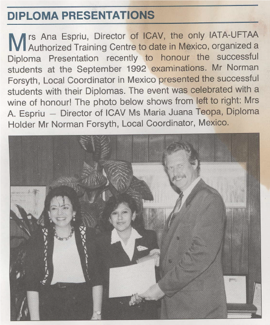 Artículo publicado por IATA-UFTAA Training Programme Newsletter, Primavera 1993